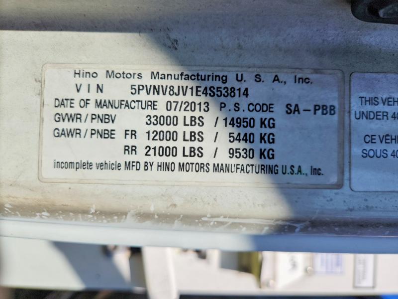 Продаж на аукціоні авто 2014 Hino 338, vin: 5PVNV8JV1E4S53814, номер лоту: 56219646