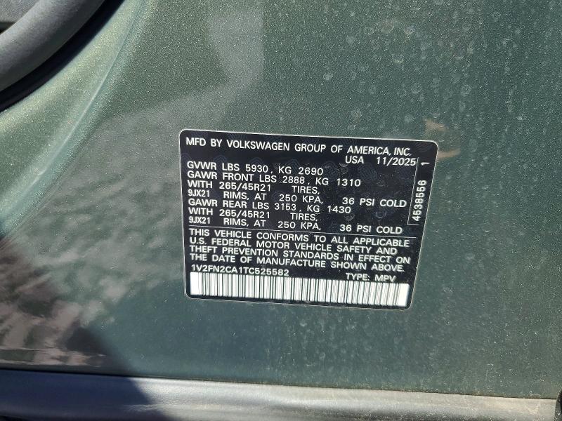 2026 Volkswagen Atlas მანქანა იყიდება აუქციონზე, vin: 1V2FN2CA1TC525582, აუქციონის ნომერი: 63305566