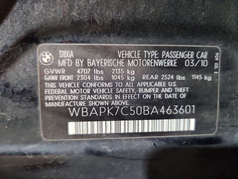 60656156 :رقم المزاد ، WBAPK7C50BA463601 vin ، 2011 Bmw 328 مزاد بيع