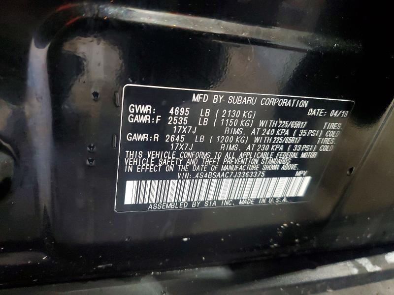 Продаж на аукціоні авто 2018 Subaru Outback, vin: 4S4BSAAC7J3363375, номер лоту: 62669846