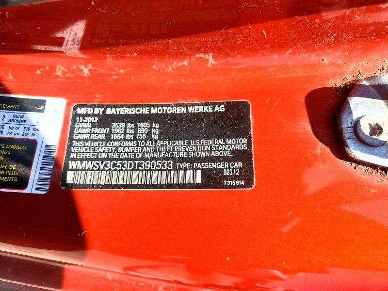 Продаж на аукціоні авто 2013 Mini Cooper, vin: WMWSV3C53DT390533, номер лоту: 61117176