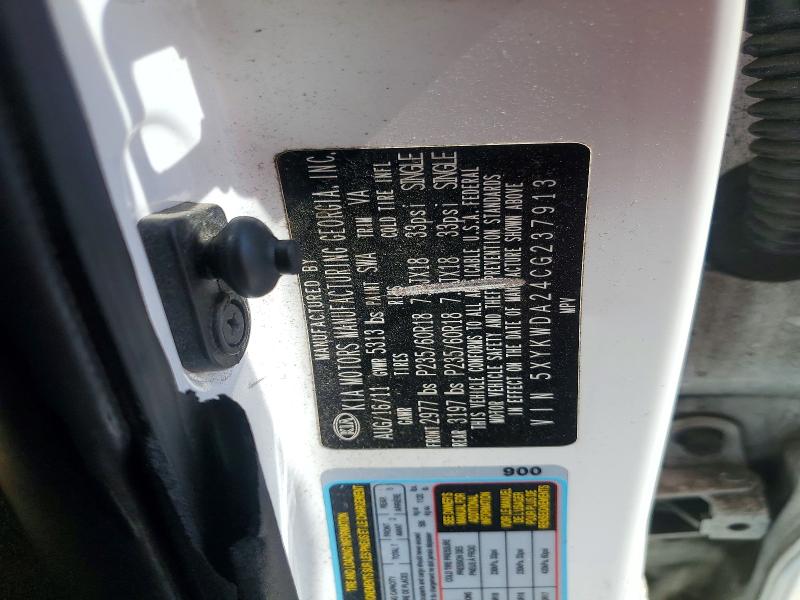 Aukcja sprzedaży 2012 Kia Sorento, vin: 5XYKWDA24CG237913, numer aukcji: 60024616