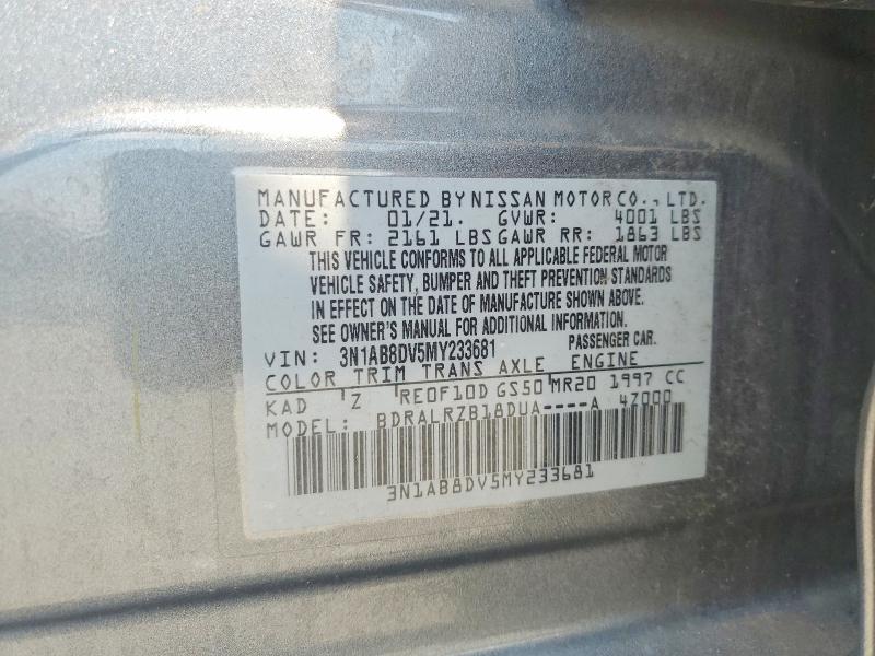 62541436 :رقم المزاد ، 3N1AB8DV5MY233681 vin ، 2021 Nissan Sentra مزاد بيع