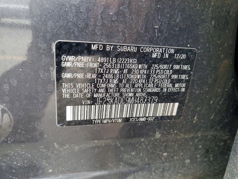 61712536 :رقم المزاد ، JF2SKADC9MH487379 vin ، 2021 Subaru Forester مزاد بيع