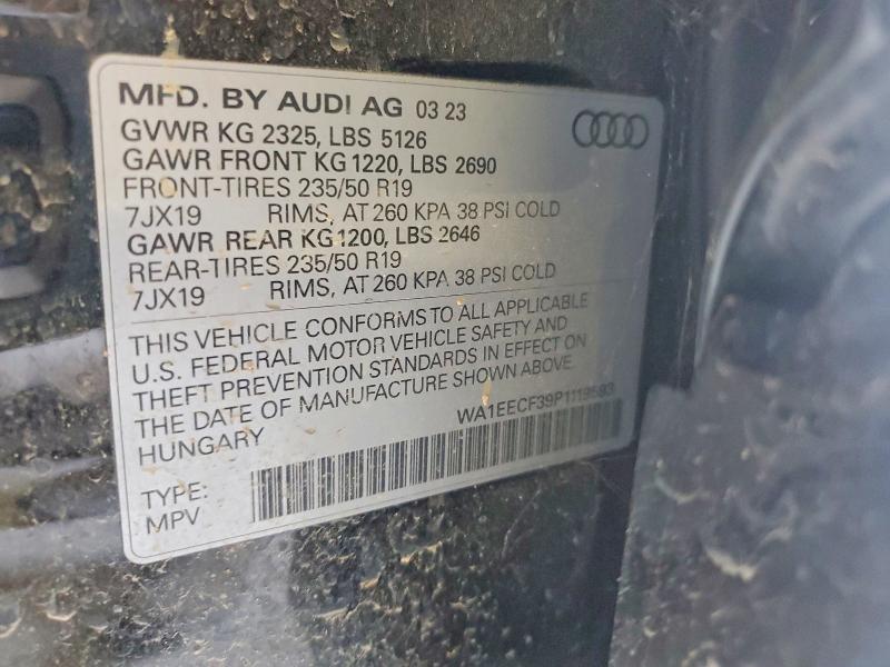 62293936 :رقم المزاد ، WA1EECF39P1119593 vin ، 2023 Audi Q3 مزاد بيع