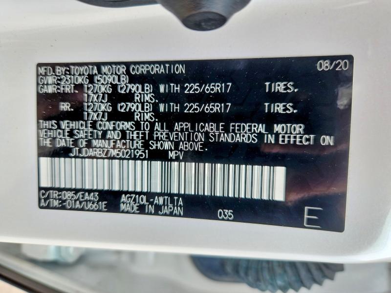 Aukcja sprzedaży 2021 Lexus Nx 300, vin: JTJDARBZ7M5021951, numer aukcji: 60556476