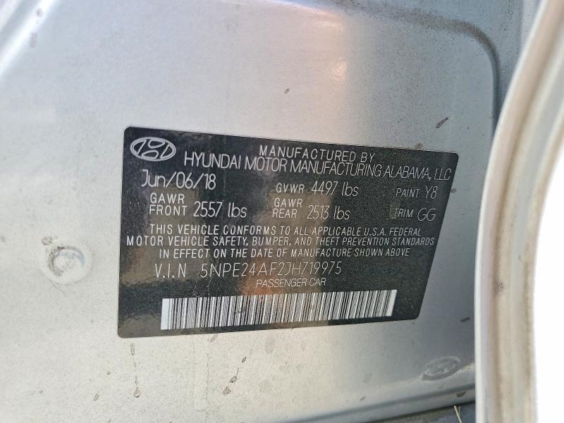 2018 Hyundai Sonata მანქანა იყიდება აუქციონზე, vin: 5NPE24AF2JH719975, აუქციონის ნომერი: 60795846