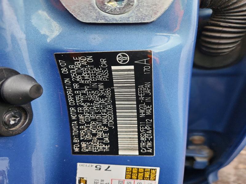2008 Toyota Prius მანქანა იყიდება აუქციონზე, vin: JTDKB20U087694886, აუქციონის ნომერი: 62715426