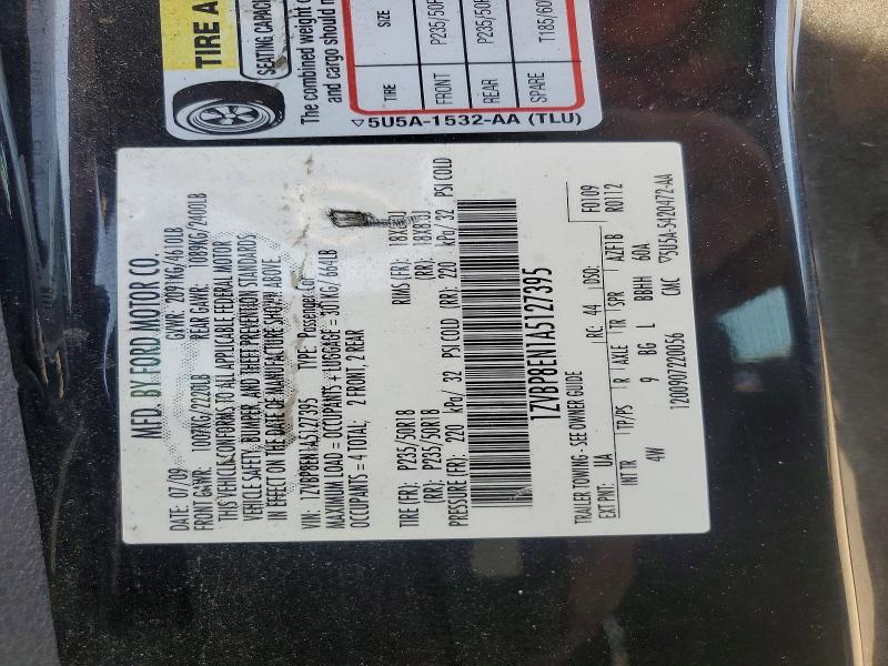 60863876 :رقم المزاد ، 1ZVBP8EN1A5127395 vin ، 2010 Ford Mustang مزاد بيع