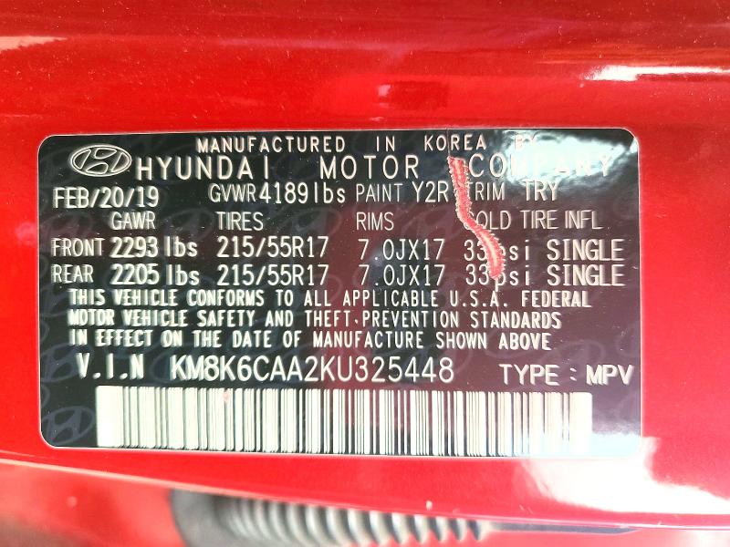 Aukcja sprzedaży 2019 Hyundai Kona, vin: KM8K6CAA2KU325448, numer aukcji: 61005356
