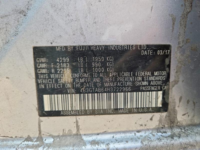 58536026 :رقم المزاد ، 4S3GTAB64H3722966 vin ، 2017 Subaru Impreza مزاد بيع