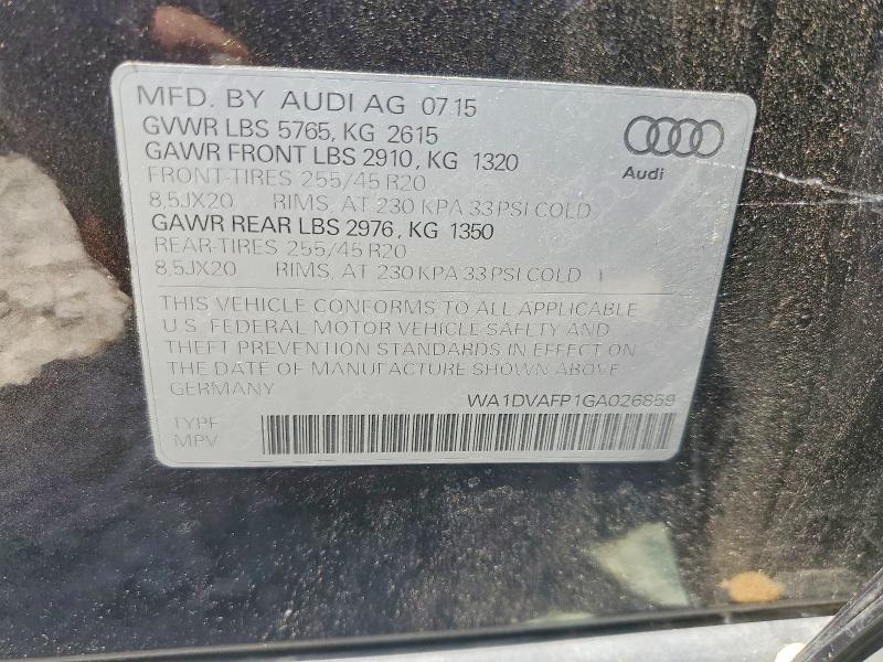 61485806 :رقم المزاد ، WA1DVAFP1GA026859 vin ، 2016 Audi Q5 مزاد بيع