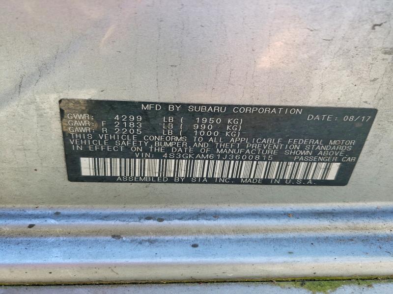 Aukcja sprzedaży 2018 Subaru Impreza, vin: 4S3GKAM61J3600815, numer aukcji: 62876996