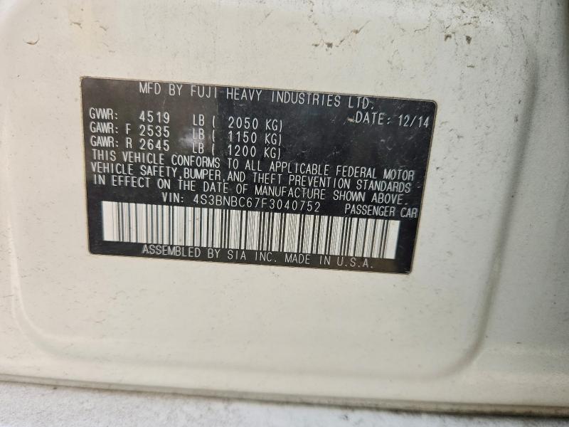 Aukcja sprzedaży 2015 Subaru Legacy, vin: 4S3BNBC67F3040752, numer aukcji: 61242446