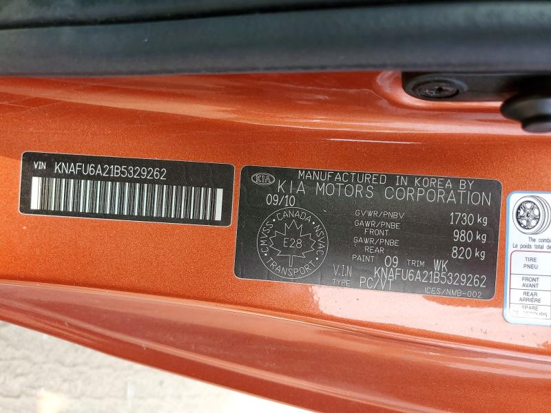 61513836 :رقم المزاد ، KNAFU6A21B5329262 vin ، 2011 Kia Forte مزاد بيع