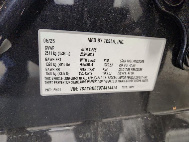 Aukcja sprzedaży 2026 Tesla Model Y, vin: 7SAYGDEE9TA414474, numer aukcji: 61238716