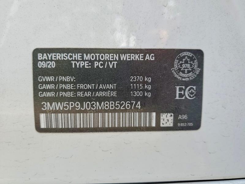 Продажа на аукционе авто 2021 Bmw 330xe, vin: 3MW5P9J03M8B52674, номер лота: 56942136