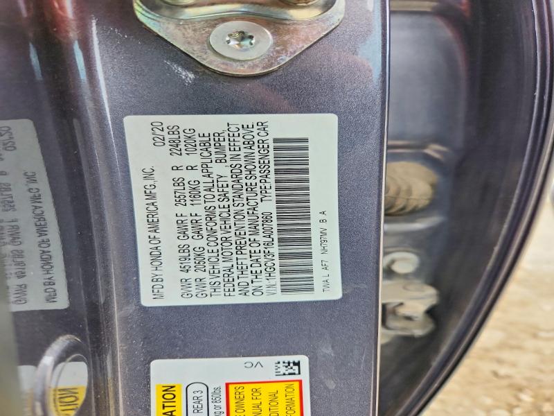 Продажа на аукционе авто 2020 Honda Accord, vin: 1HGCV3F16LA007860, номер лота: 60528326