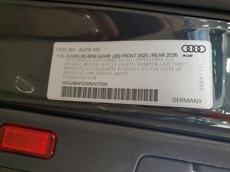 Продажа на аукционе авто 2021 Audi A4, vin: WAUABAF42MN007598, номер лота: 61817686