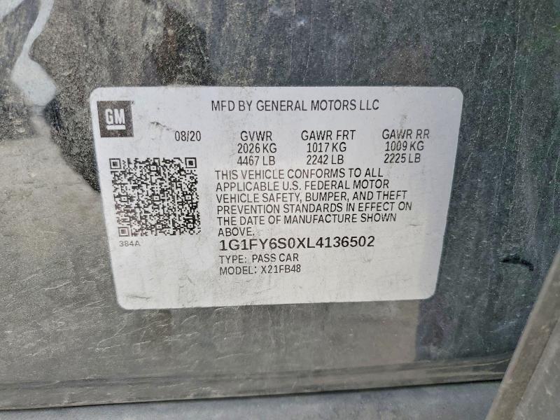 61635456 :رقم المزاد ، 1G1FY6S0XL4136502 vin ، 2020 Chevrolet Bolt Ev مزاد بيع