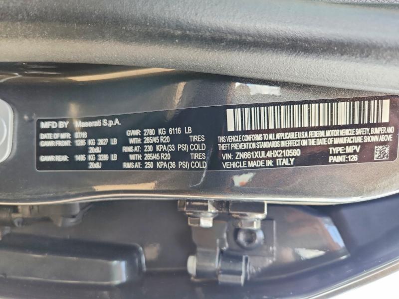 Продажа на аукционе авто 2017 Maserati Levante, vin: ZN661XUL4HX210560, номер лота: 61558356