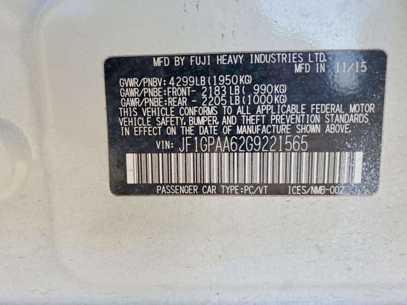 Продаж на аукціоні авто 2016 Subaru Impreza, vin: JF1GPAA62G9221565, номер лоту: 60515906