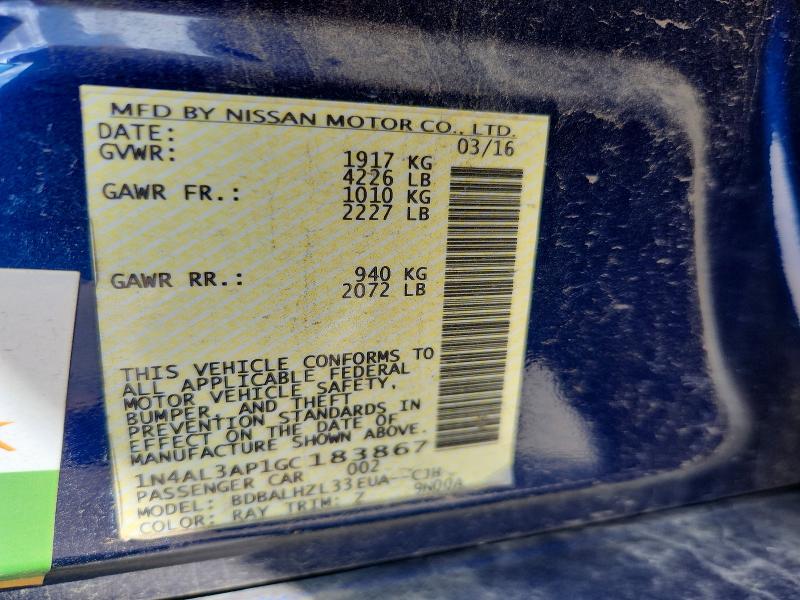 Aukcja sprzedaży 2016 Nissan Altima, vin: 1N4AL3AP1GC183867, numer aukcji: 60329026