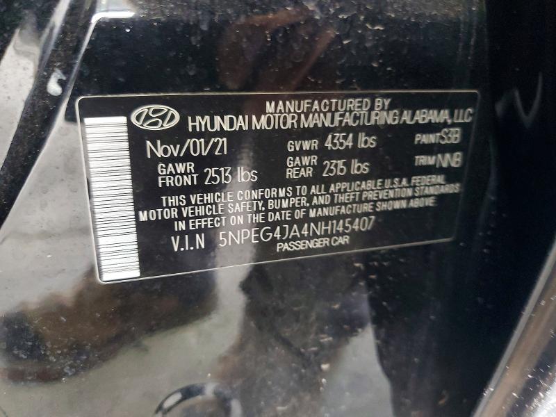 60788116 :رقم المزاد ، 5NPEG4JA4NH145407 vin ، 2022 Hyundai Sonata مزاد بيع