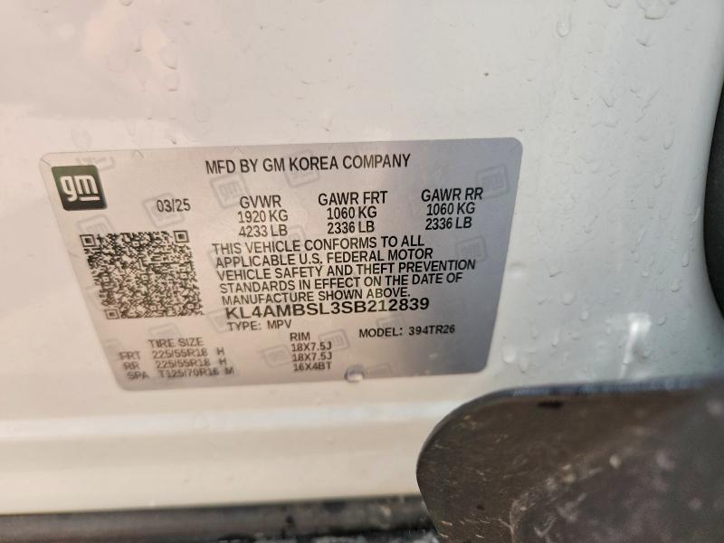 2025 Buick Encore Gx მანქანა იყიდება აუქციონზე, vin: KL4AMBSL3SB212839, აუქციონის ნომერი: 60984476