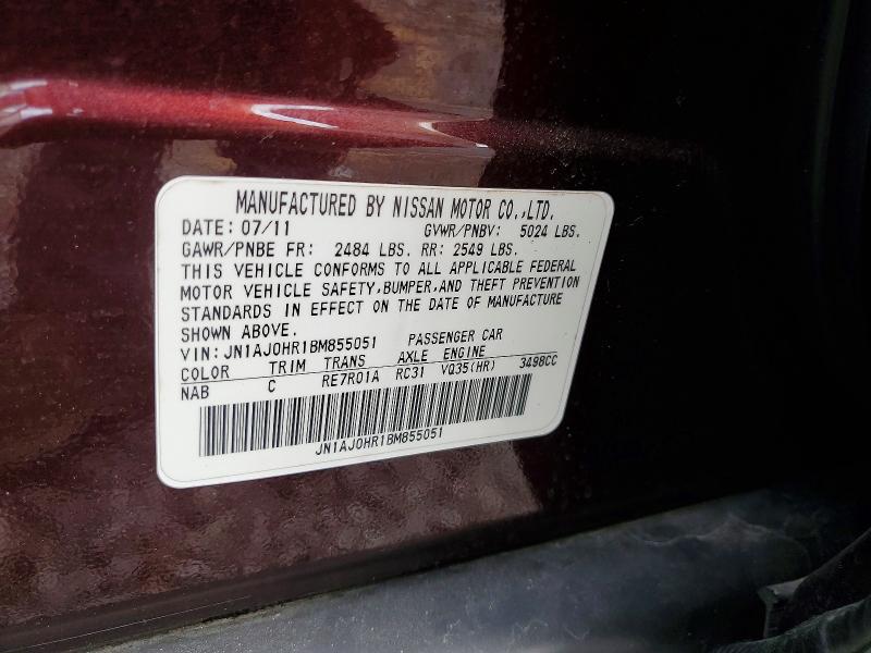 Продаж на аукціоні авто 2011 Infiniti Ex35, vin: JN1AJ0HR1BM855051, номер лоту: 63017676
