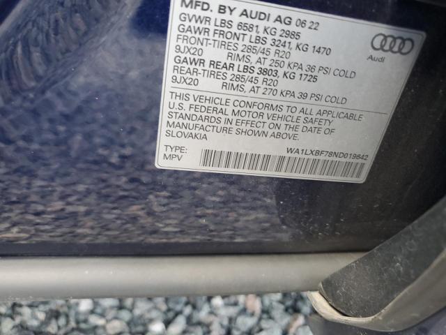 2022 Audi Q7 მანქანა იყიდება აუქციონზე, vin: WA1LXBF78ND019642, აუქციონის ნომერი: 60766736