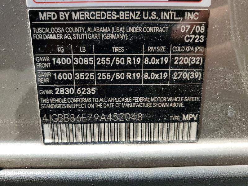 Aukcja sprzedaży 2009 Mercedes-benz Ml, vin: 4JGBB86E79A452048, numer aukcji: 60188836