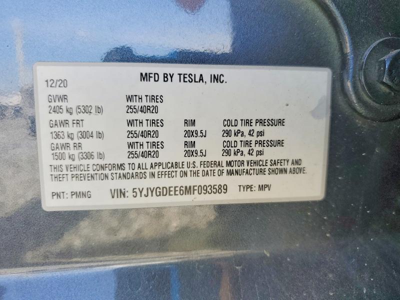 Продаж на аукціоні авто 2021 Tesla Model Y, vin: 5YJYGDEE6MF093589, номер лоту: 61144146