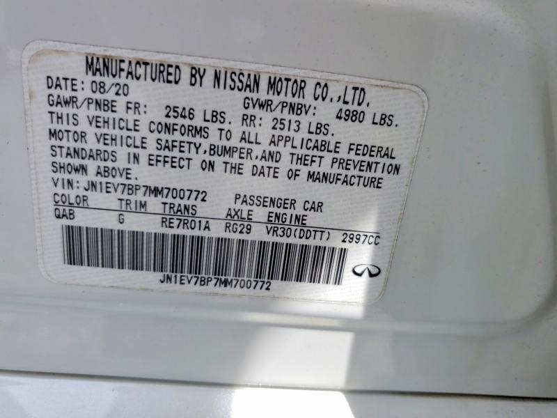 Продаж на аукціоні авто 2021 Infiniti Q50, vin: JN1EV7BP7MM700772, номер лоту: 60174166