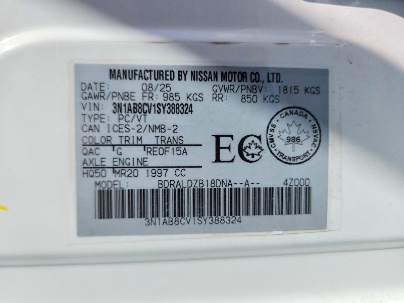 Продаж на аукціоні авто 2025 Nissan Sentra, vin: 3N1AB8CV1SY388324, номер лоту: 60463136