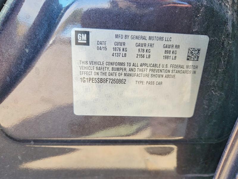 63016286 :رقم المزاد ، 1G1PE5SB8F7260862 vin ، 2015 Chevrolet Cruze مزاد بيع