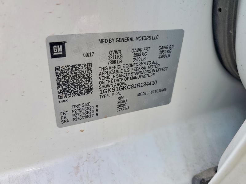 61219606 :رقم المزاد ، 1GKS1GKC8JR134410 vin ، 2018 Gmc Yukon Xl مزاد بيع