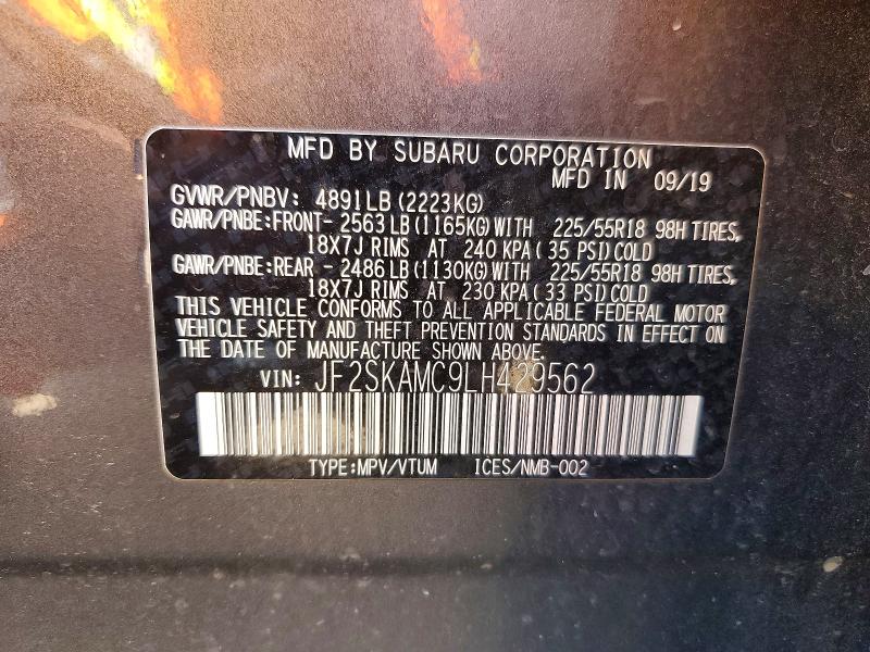 Продажа на аукционе авто 2020 Subaru Forester, vin: JF2SKAMC9LH429562, номер лота: 61952046