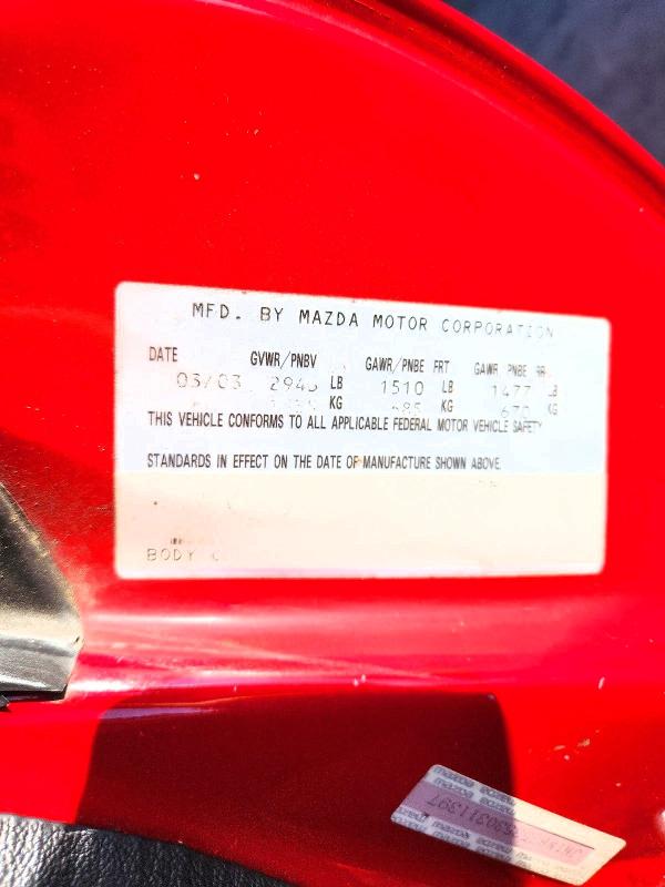54050766 :رقم المزاد ، JM1NB353530311397 vin ، 2003 Mazda Mx-5 Miata مزاد بيع