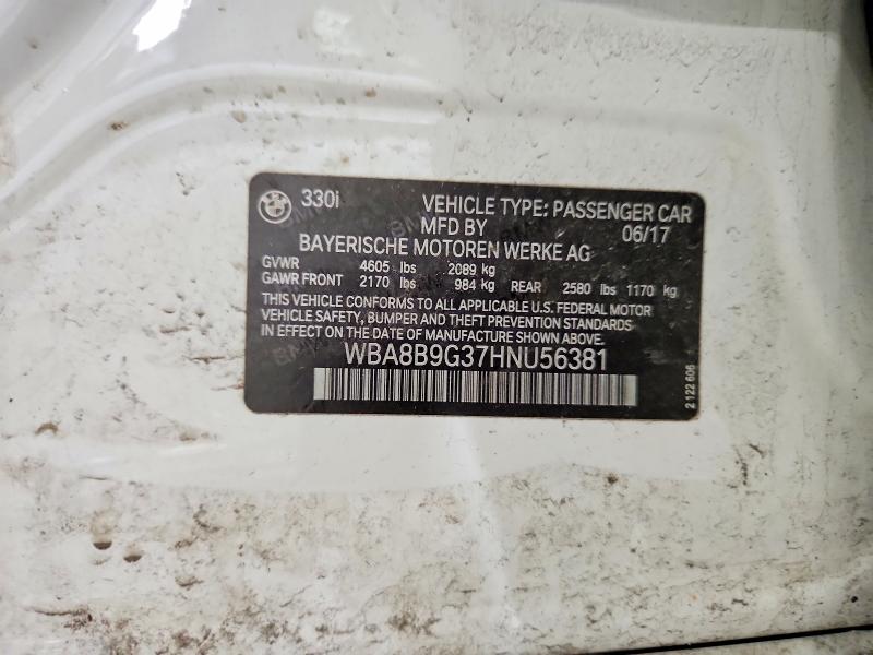 Aukcja sprzedaży 2017 Bmw 330, vin: WBA8B9G37HNU56381, numer aukcji: 61554766