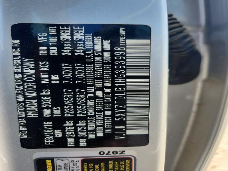 Aukcja sprzedaży 2017 Hyundai Santa Fe Sport, vin: 5XYZTDLB1HG393998, numer aukcji: 59653236