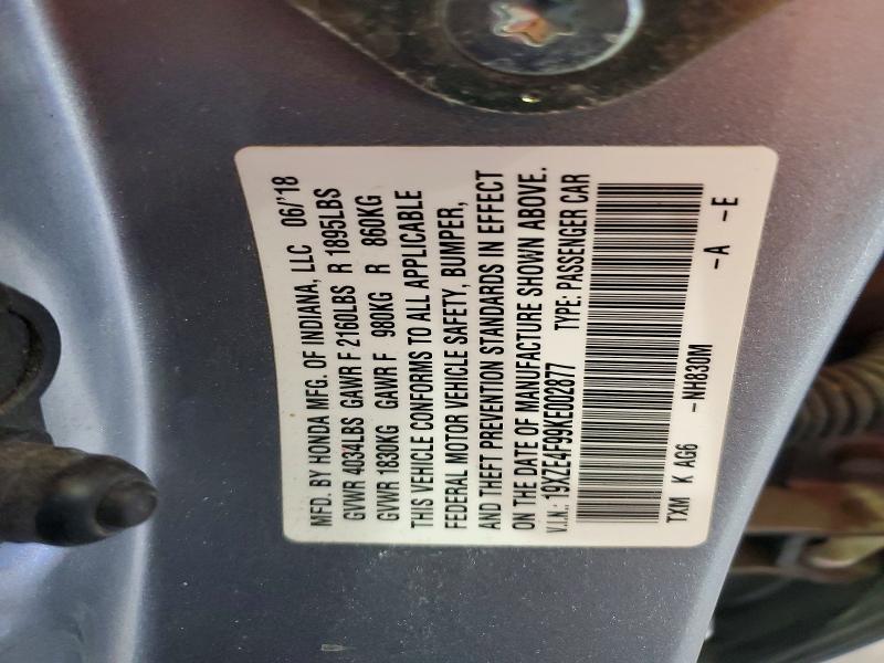 Продаж на аукціоні авто 2019 Honda Insight, vin: 19XZE4F99KE002877, номер лоту: 63385266