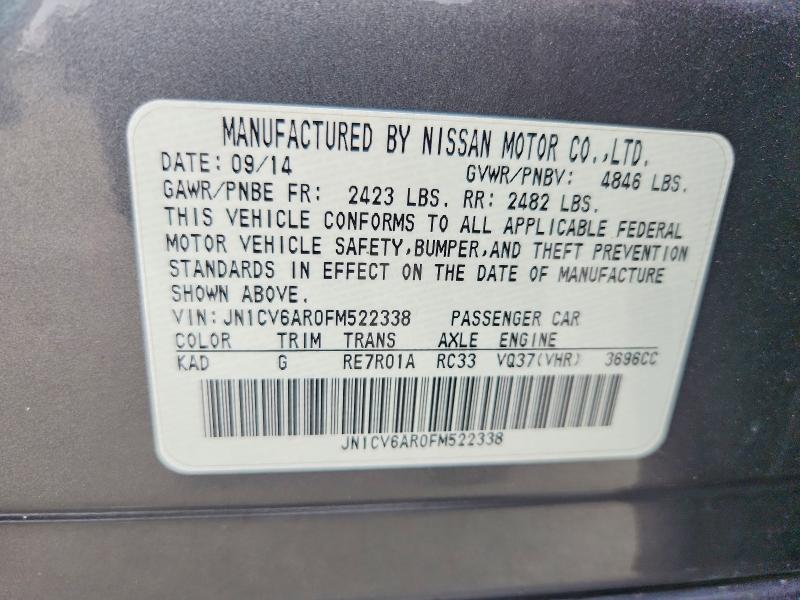 Продаж на аукціоні авто 2015 Infiniti Q40, vin: JN1CV6AR0FM522338, номер лоту: 59708906