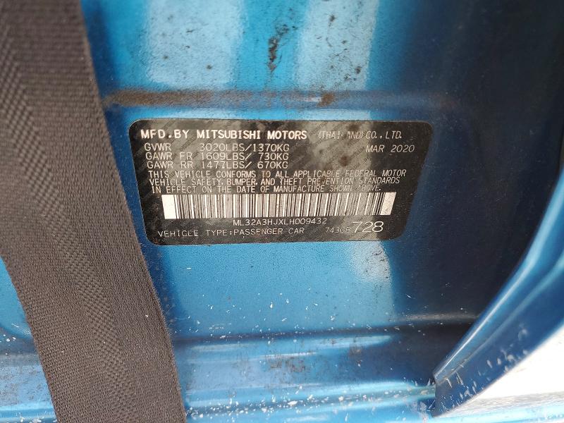 Aukcja sprzedaży 2020 Mitsubishi Mirage, vin: ML32A3HJXLH009432, numer aukcji: 59579816