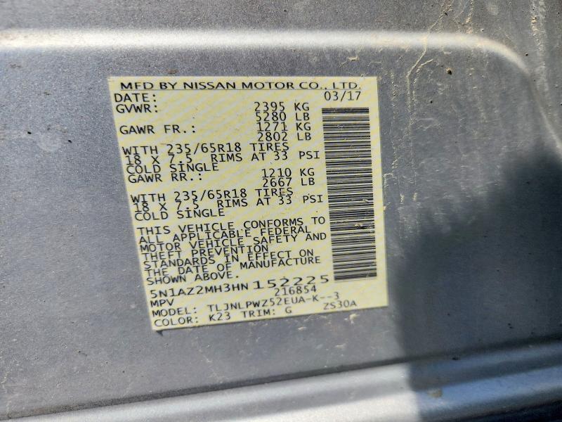 Продажа на аукционе авто 2017 Nissan Murano, vin: 5N1AZ2MH3HN152225, номер лота: 61562266