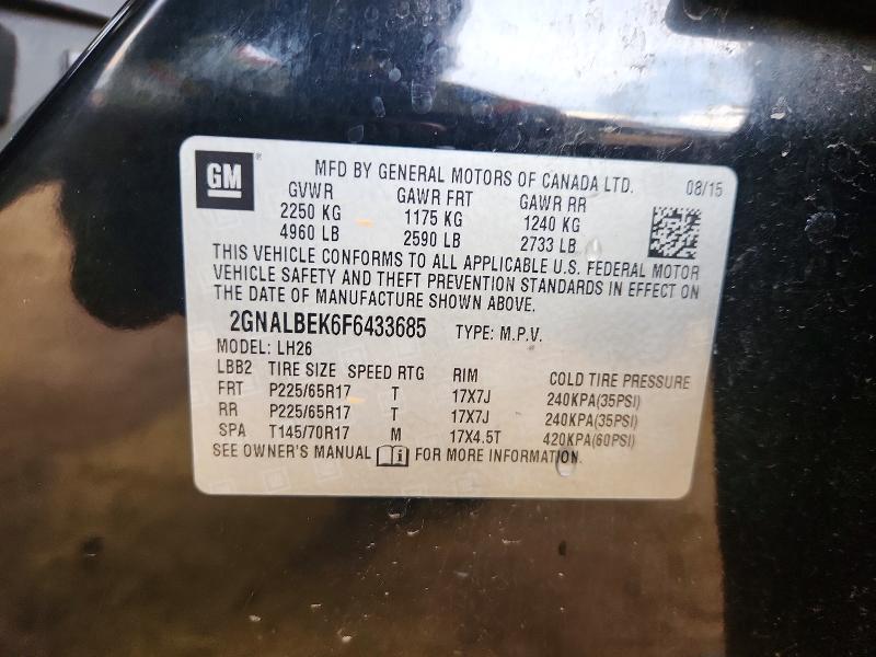 Aukcja sprzedaży 2015 Chevrolet Equinox, vin: 2GNALBEK6F6433685, numer aukcji: 60570386