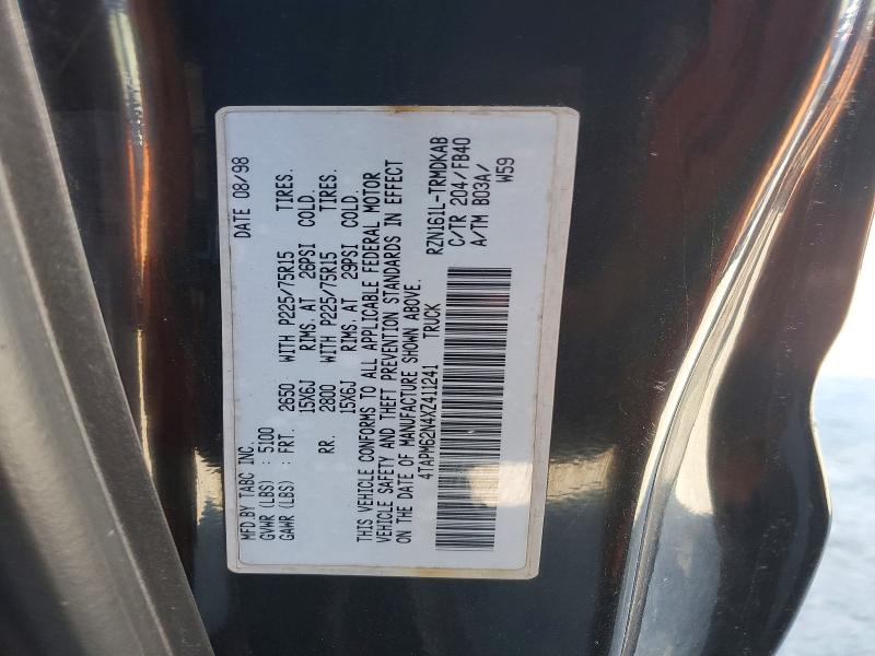 1999 Toyota Tacoma მანქანა იყიდება აუქციონზე, vin: 4TAPM62N4XZ411241, აუქციონის ნომერი: 59872186