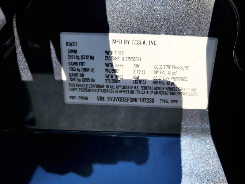 Продажа на аукционе авто 2021 Tesla Model Y, vin: 5YJYGDEF3MF197238, номер лота: 59747416