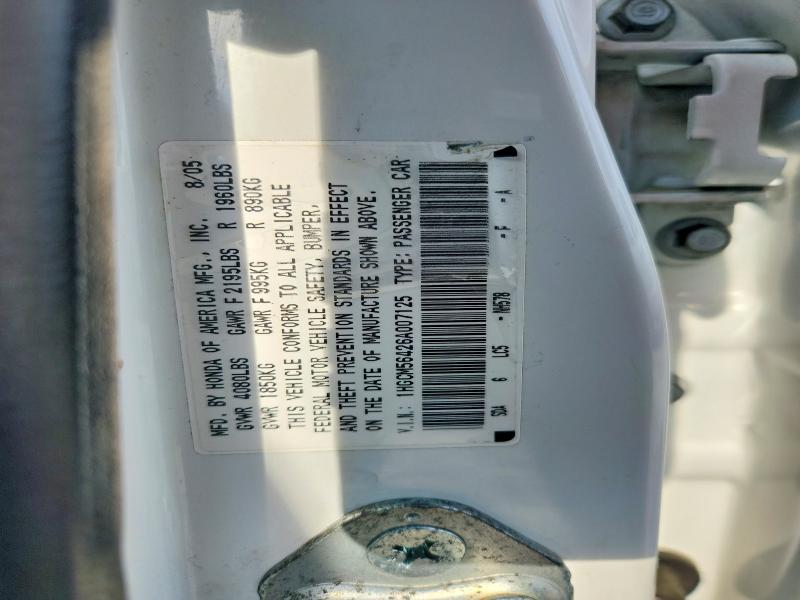 60358216 :رقم المزاد ، 1HGCM56426A007125 vin ، 2006 Honda Accord مزاد بيع