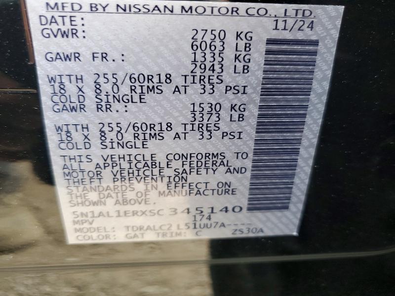 Aukcja sprzedaży 2025 Infiniti Qx60, vin: 5N1AL1ERXSC345140, numer aukcji: 52365276